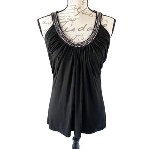 White House Black Market Black Embellished Tank Top